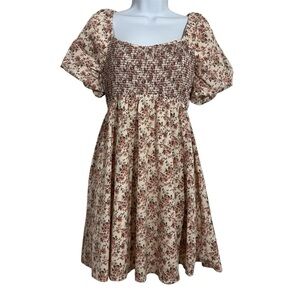 Stunning Fall Altar'd State Floral Smocked Dress Size Small Prairie Western